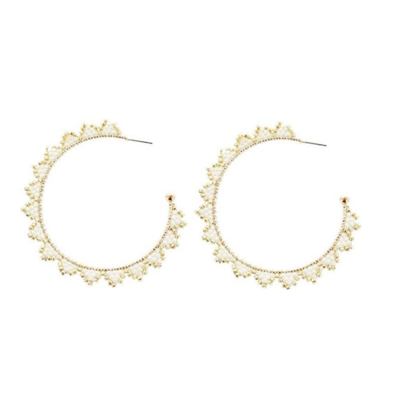 Panacea|NWT Beaded Triangle Trim Hoop Earrings